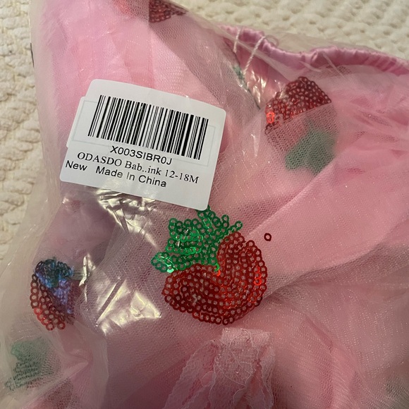Pink Strawberry Tutu Romper Dress 12 18M - Picture 9 of 9